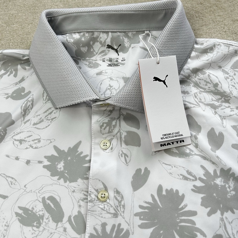 Puma Polo Shirt Men's XXL Stretch Performance Golf Floral All Over Print